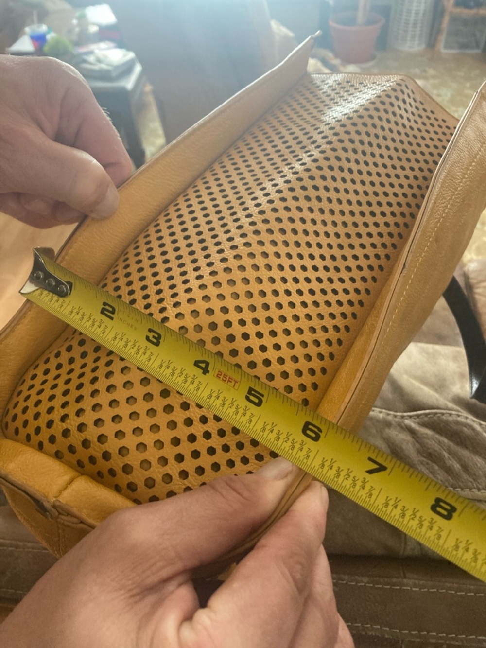 Urban Originals LARGE Yellow Leather Tote Bag with dark brown Straps - Picture 11 of 11